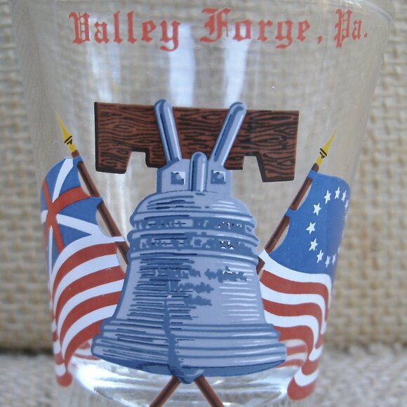 Vintage Valley Forge PA Liberty Bell & Flags Shot Glass - Picture 2 of 13